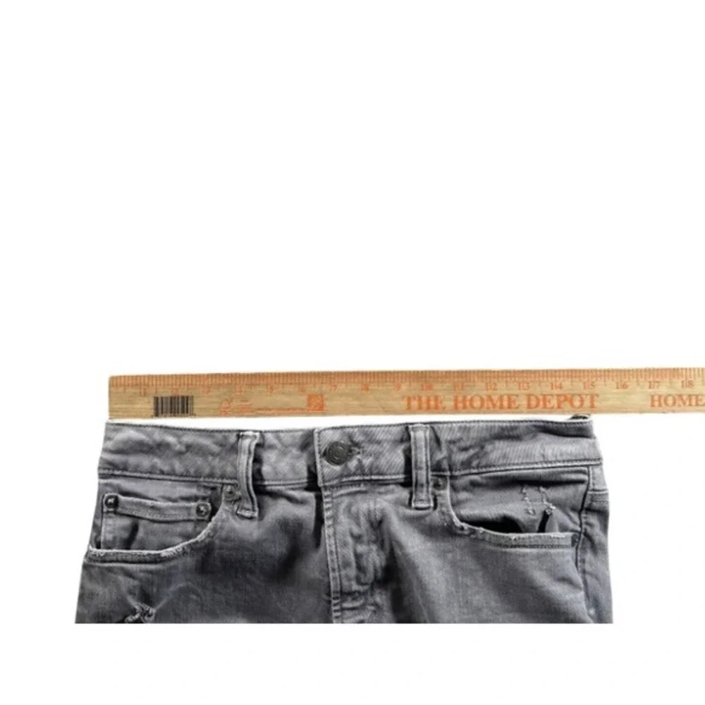 American‎ Eagle Jeans Mens 30x34 Slim Fit Gray Wash Airflex + Destroyed Ripped